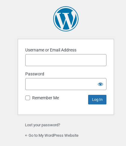A WordPress login screen, asking the user for their username and password.